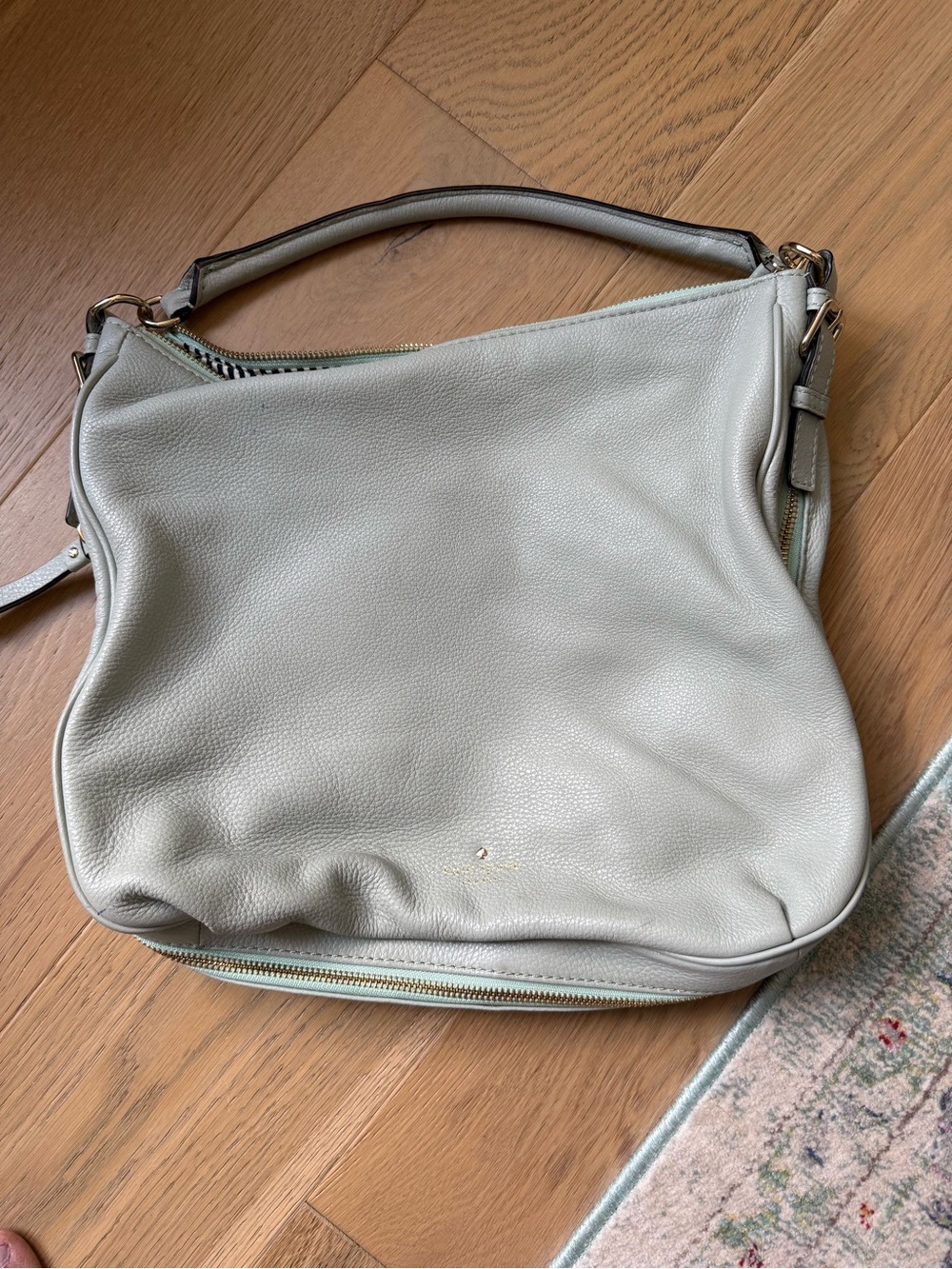 Kate Spade Soft Leather Hobo Bag in Light Gray - Stylish Everyday Carry
